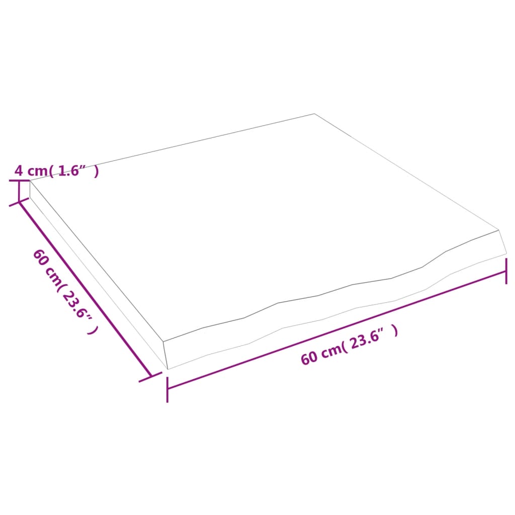 Blat de baie, maro deschis, 60x60x(2-4) cm, lemn masiv tratat