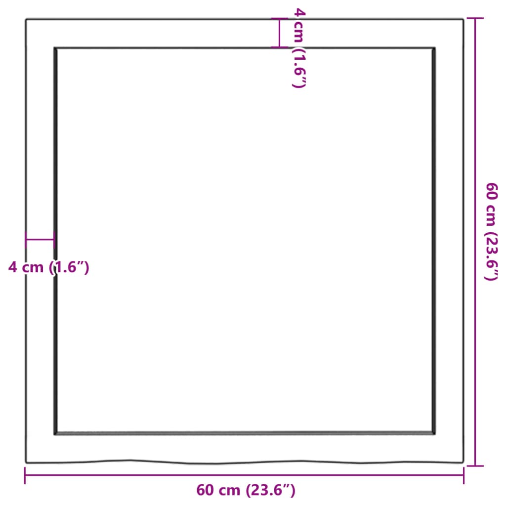 Blat de baie, maro deschis, 60x60x(2-4) cm, lemn masiv tratat