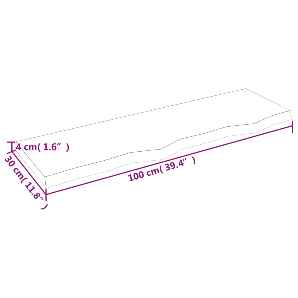 Blat de baie, maro deschis, 100x30x(2-4) cm, lemn masiv tratat