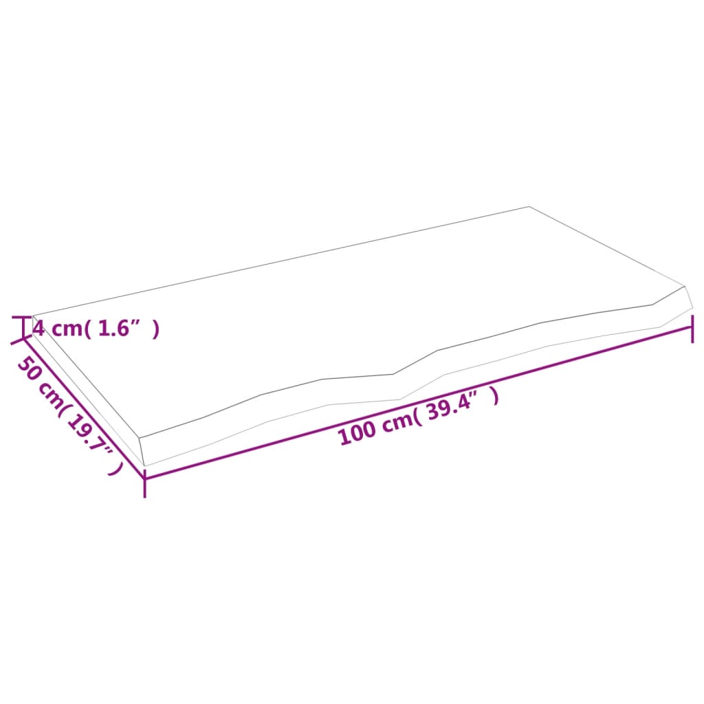 Blat de baie, maro deschis, 100x50x(2-4) cm, lemn masiv tratat