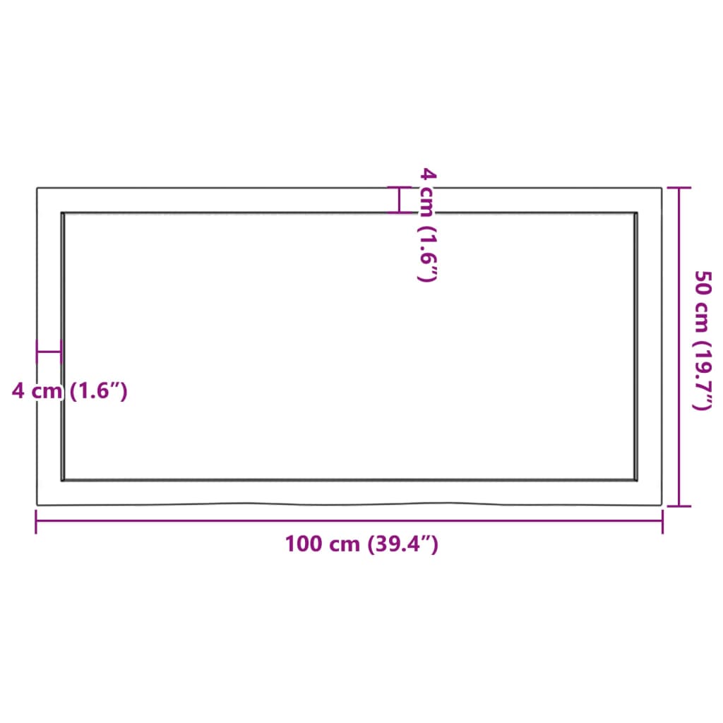 Blat de baie, maro deschis, 100x50x(2-4) cm, lemn masiv tratat