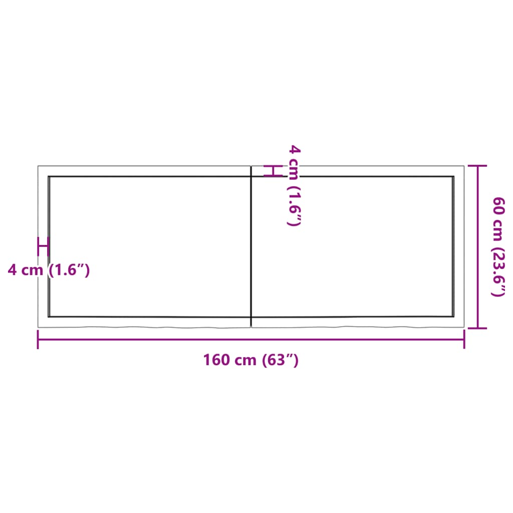 Blat de baie, maro deschis, 160x60x(2-4) cm, lemn masiv tratat