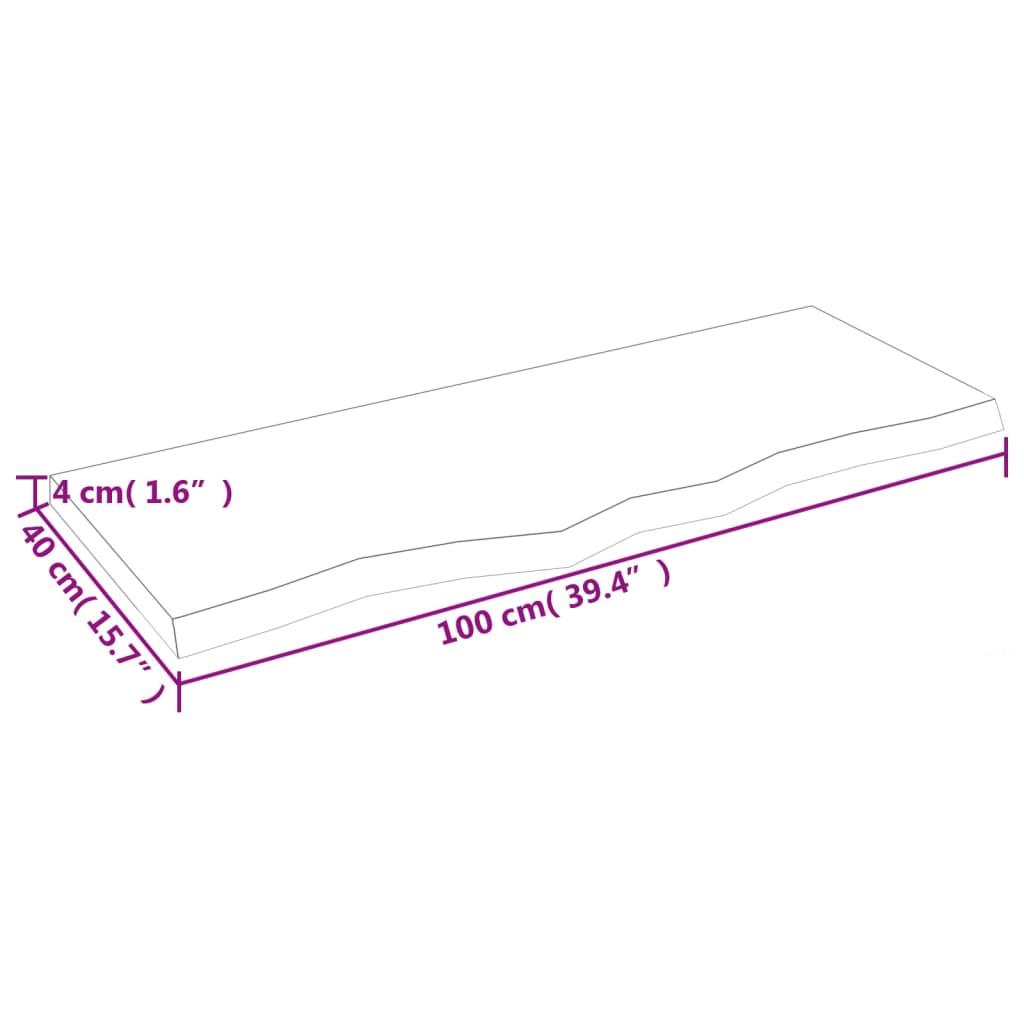 Blat de baie, maro închis, 100x40x(2-4) cm, lemn masiv tratat