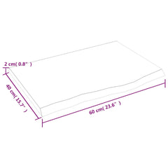 Blat de masă maro deschis 60x40x2 cm, lemn masiv stejar tratat