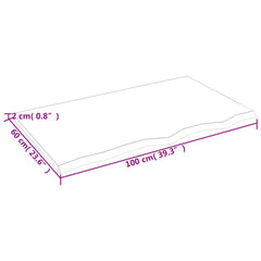 Blat masă maro deschis 100x60x2 cm, lemn masiv stejar tratat