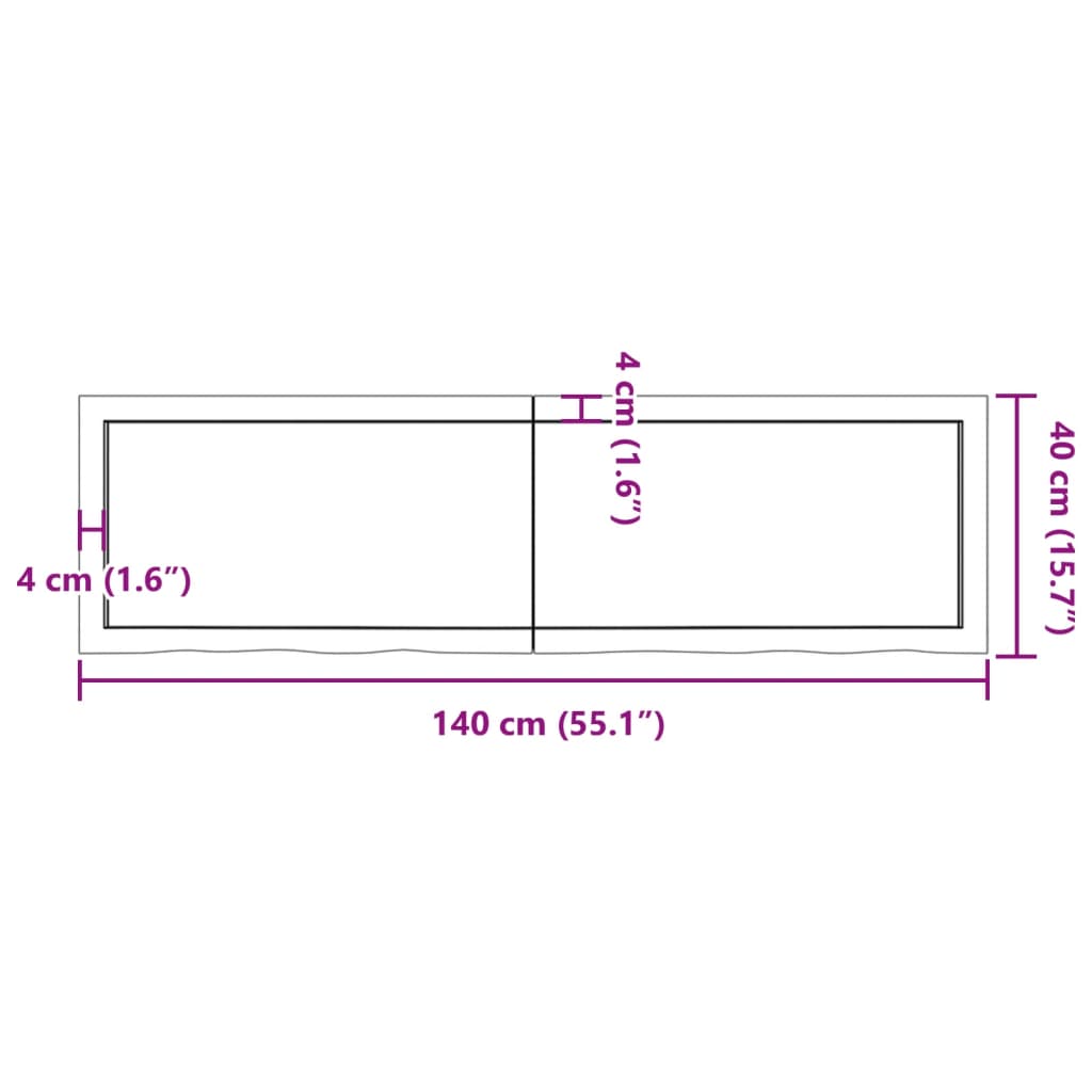 Blat de masă maro 140x40x(2-6) cm, lemn masiv stejar tratat