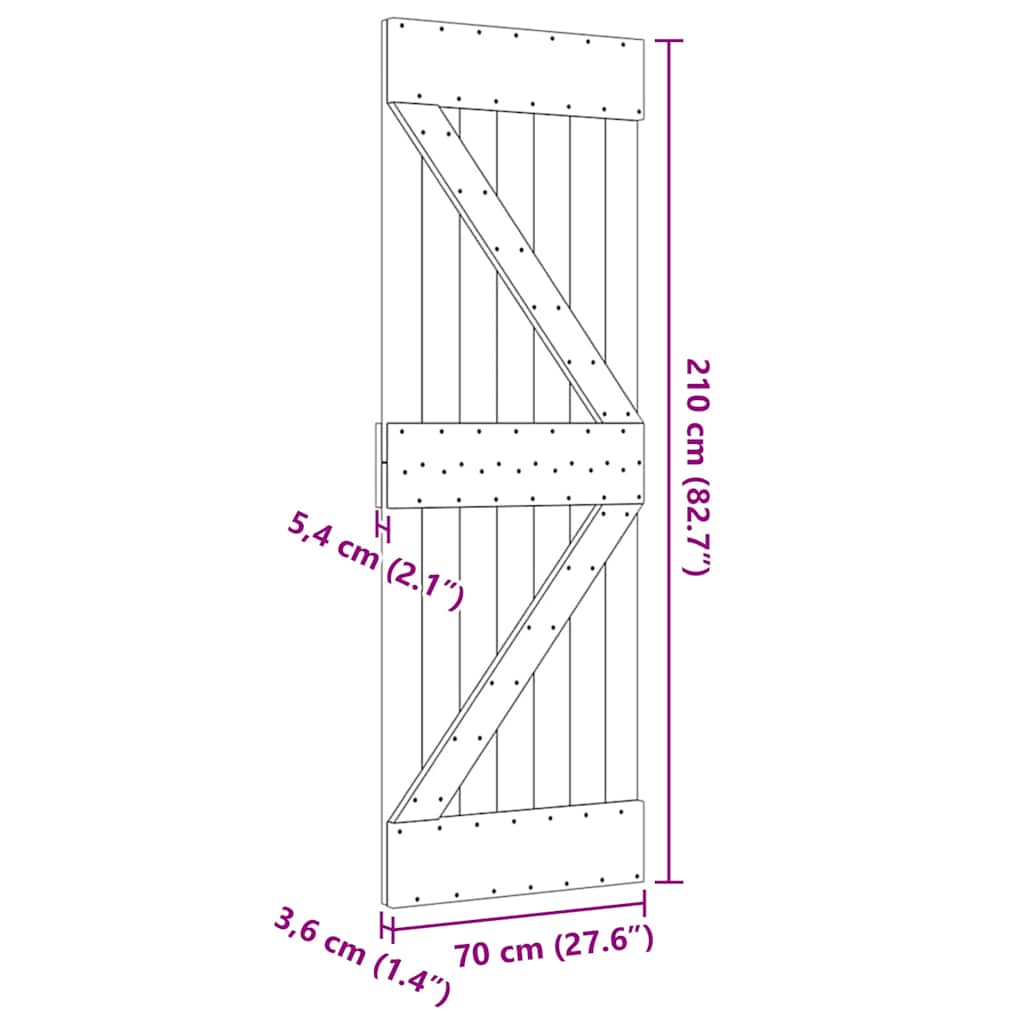 Ușă „NARVIK”, 70x210 cm, lemn masiv de pin