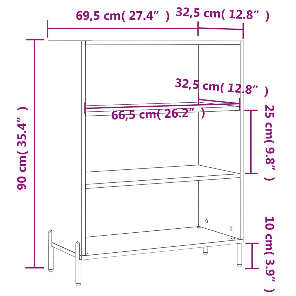 Dulap cu rafturi alb extralucios 69,5x32,5x90 cm lemn compozit