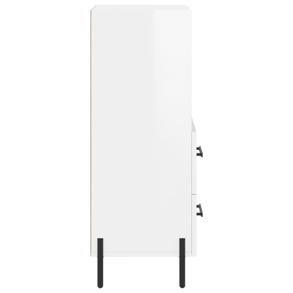 Servantă, alb extralucios, 34,5x34x90 cm, lemn compozit