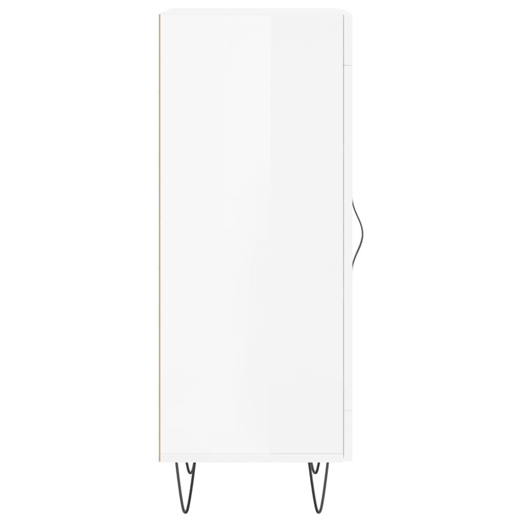 Servantă, alb extralucios, 34,5x34x90 cm, lemn compozit