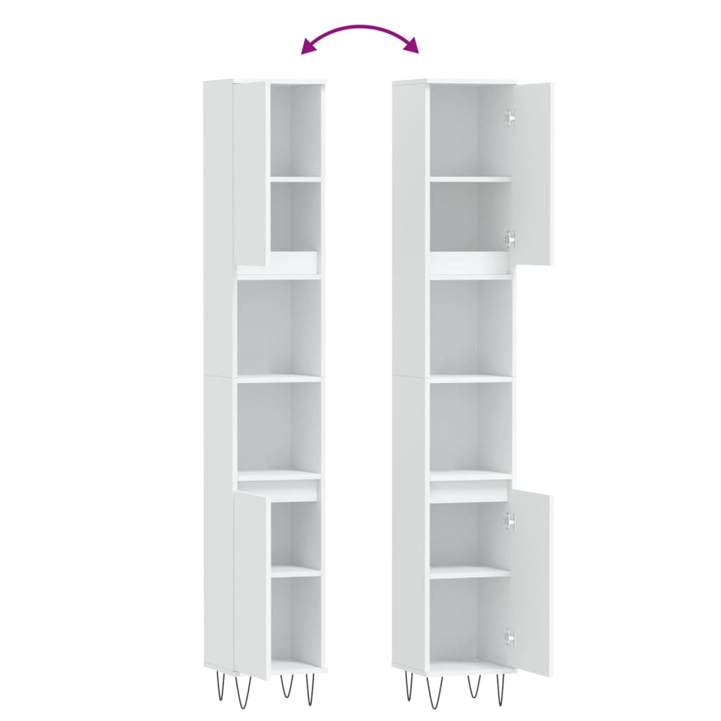 Dulap de baie, alb, 30x30x190 cm, lemn prelucrat