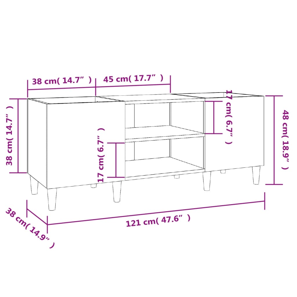 Dulapuri pentru discuri alb lucios 121x38x48 cm, lemn prelucrat