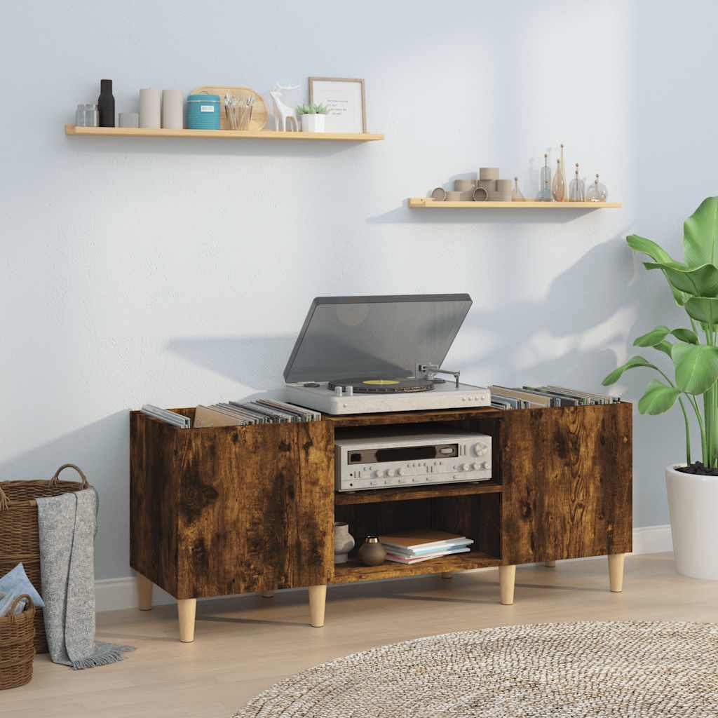 Dulap pentru discuri stejar afumat 121x38x48 cm, lemn prelucrat