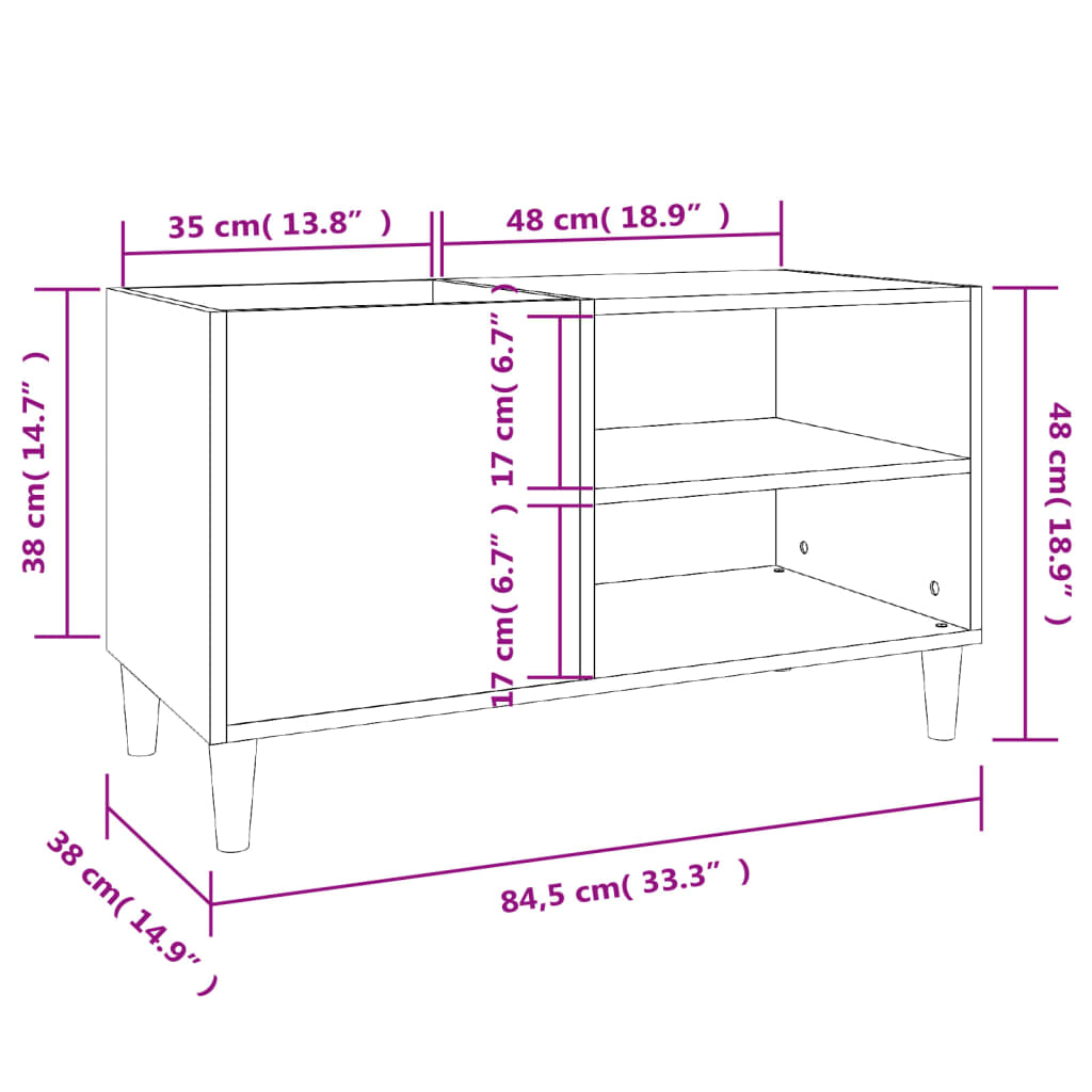 Dulap pentru discuri stejar sonoma 84,5x38x48 cm lemn prelucrat