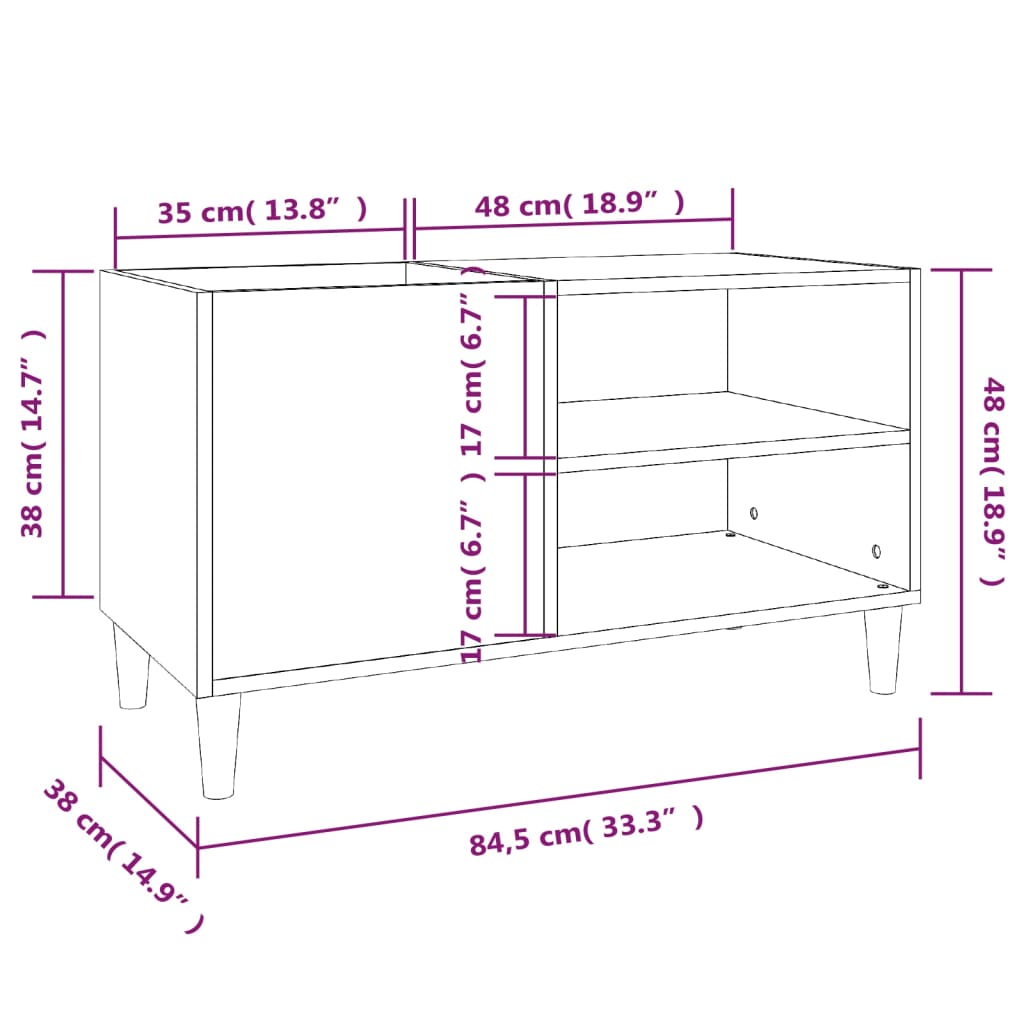 Dulap pentru discuri, negru, 84,5x38x48 cm, lemn prelucrat