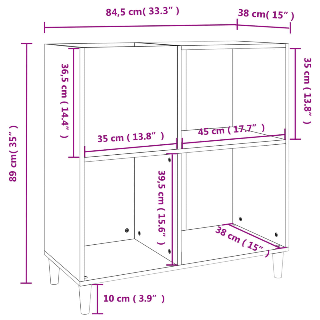 Dulap pentru discuri stejar sonoma 84,5x38x89 cm lemn compozit