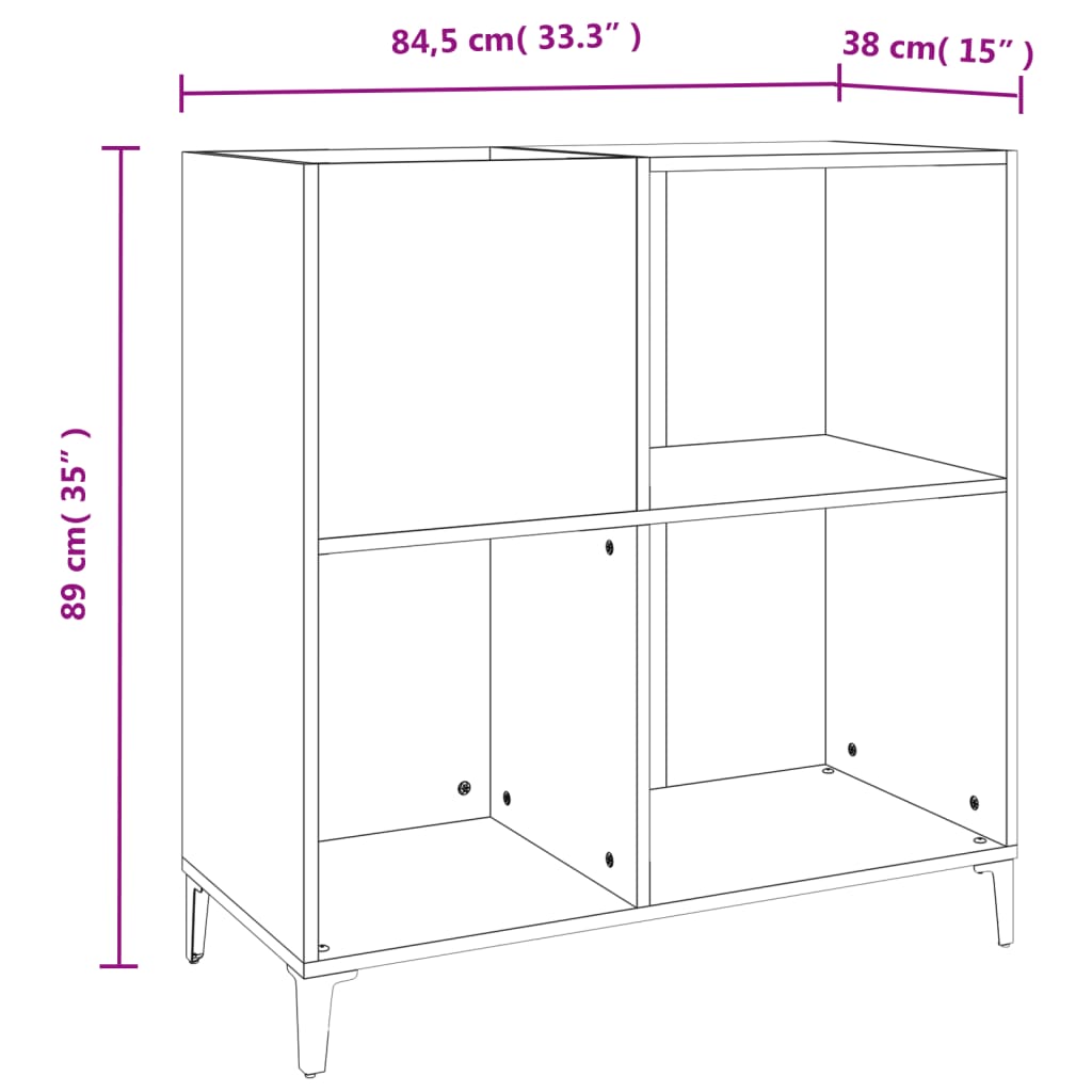 Dulap pentru discuri gri beton 84,5x38x89 cm lemn compozit