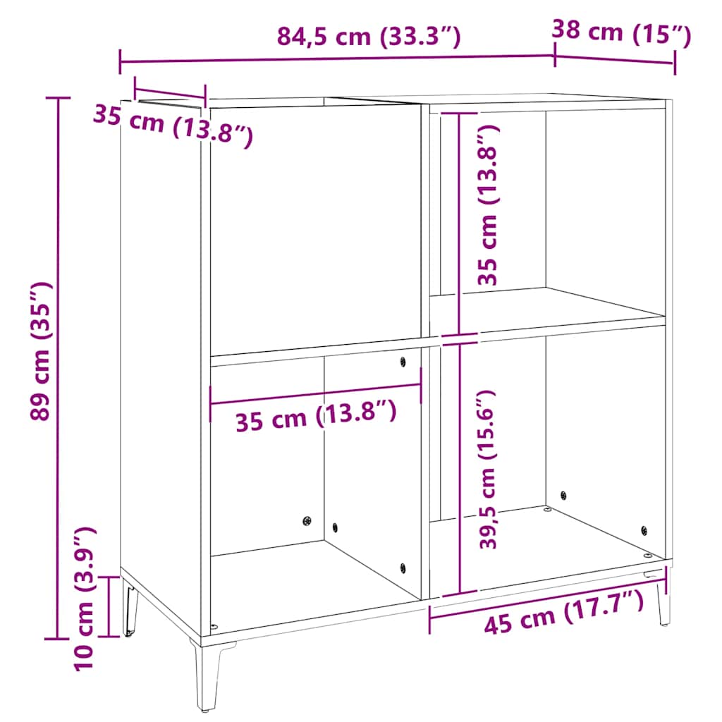 Dulap pentru discuri gri sonoma 84,5x38x89 cm lemn compozit