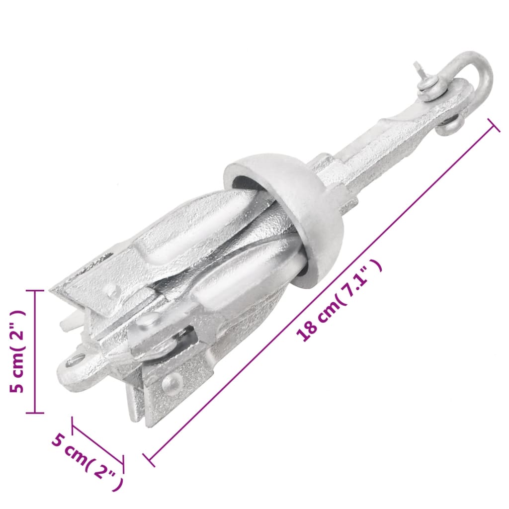 Ancoră pliabilă argintie 0,7 kg, fontă galvanizată la cald