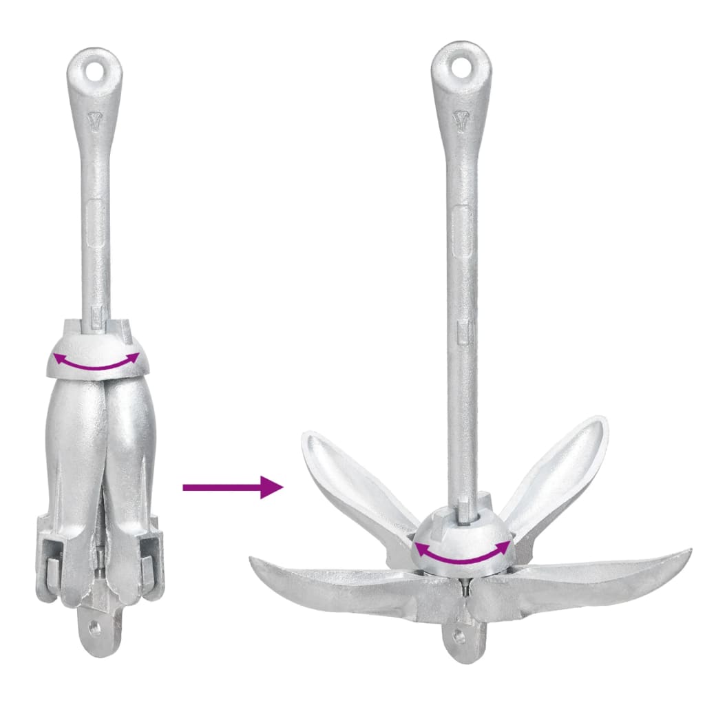 Ancoră pliabilă argintie 4 kg, fontă galvanizată la cald