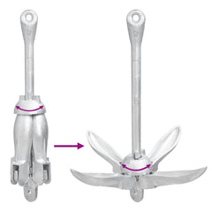 Ancoră pliabilă argintie 8 kg, fontă galvanizată la cald