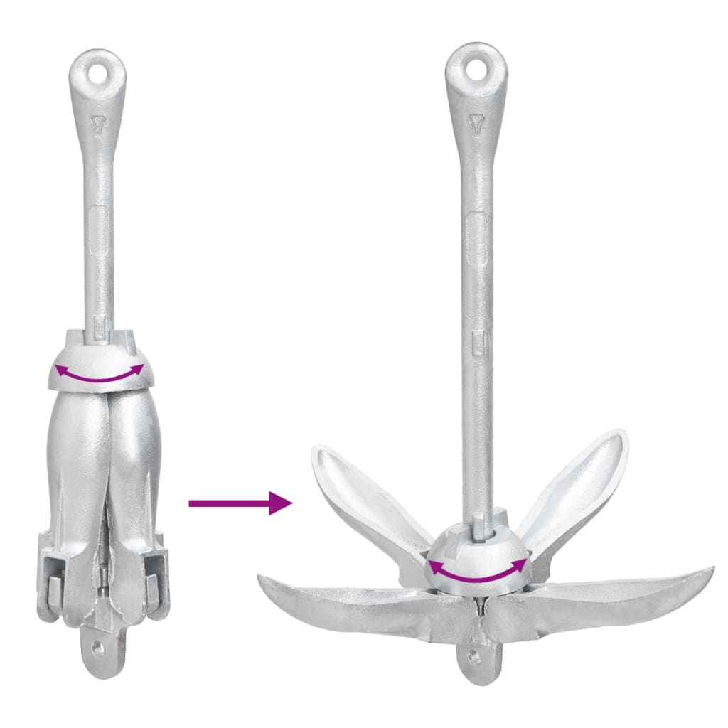 Ancoră pliabilă cu funie, 4 kg, fontă galvanizată la cald