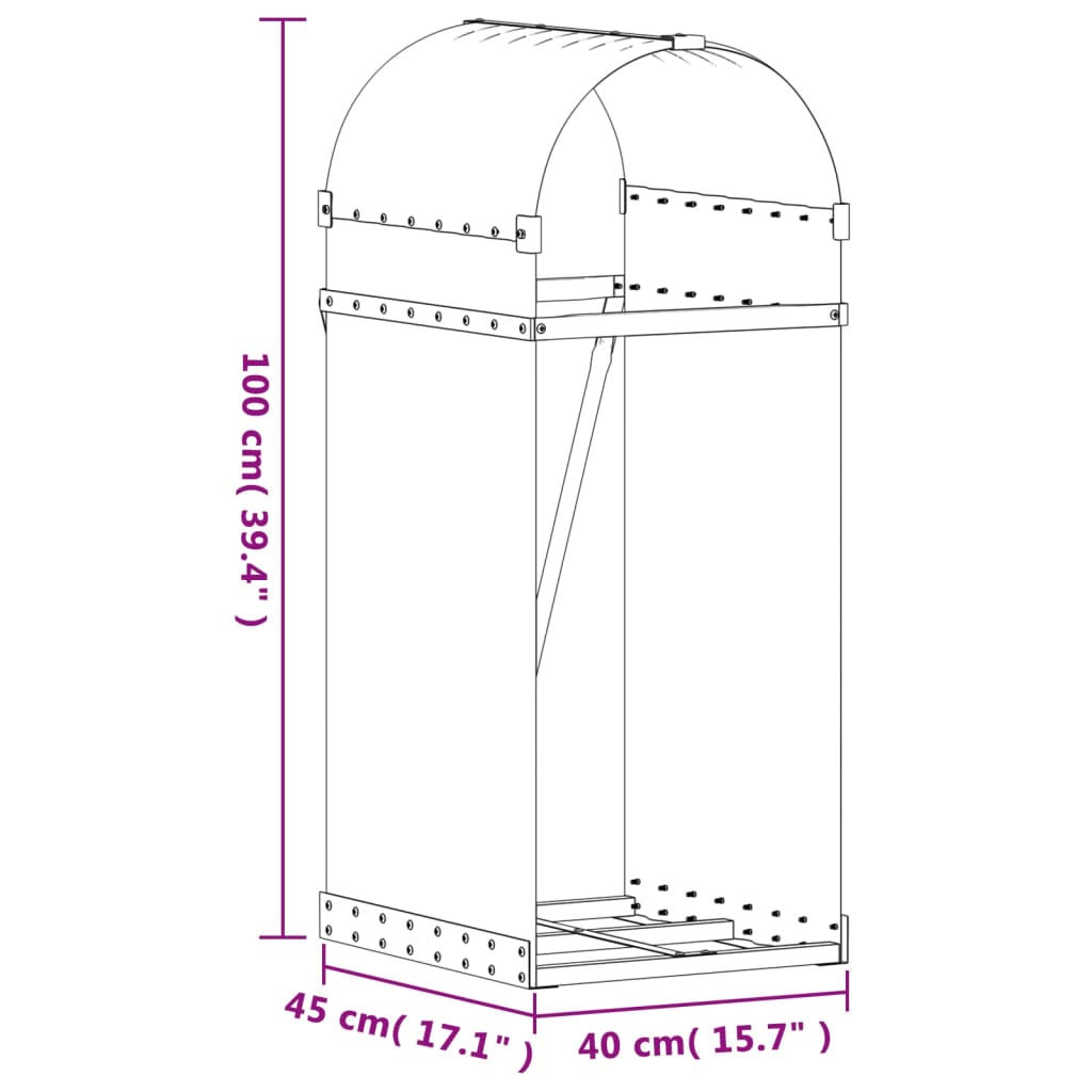 Suport pentru bușteni verde 40x45x100 cm oțel galvanizat