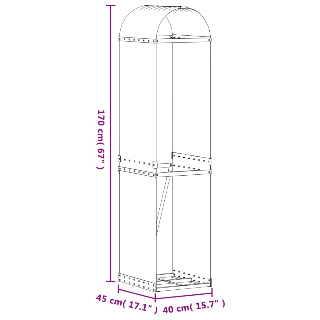 Suport pentru bușteni verde 40x45x170 cm oțel galvanizat