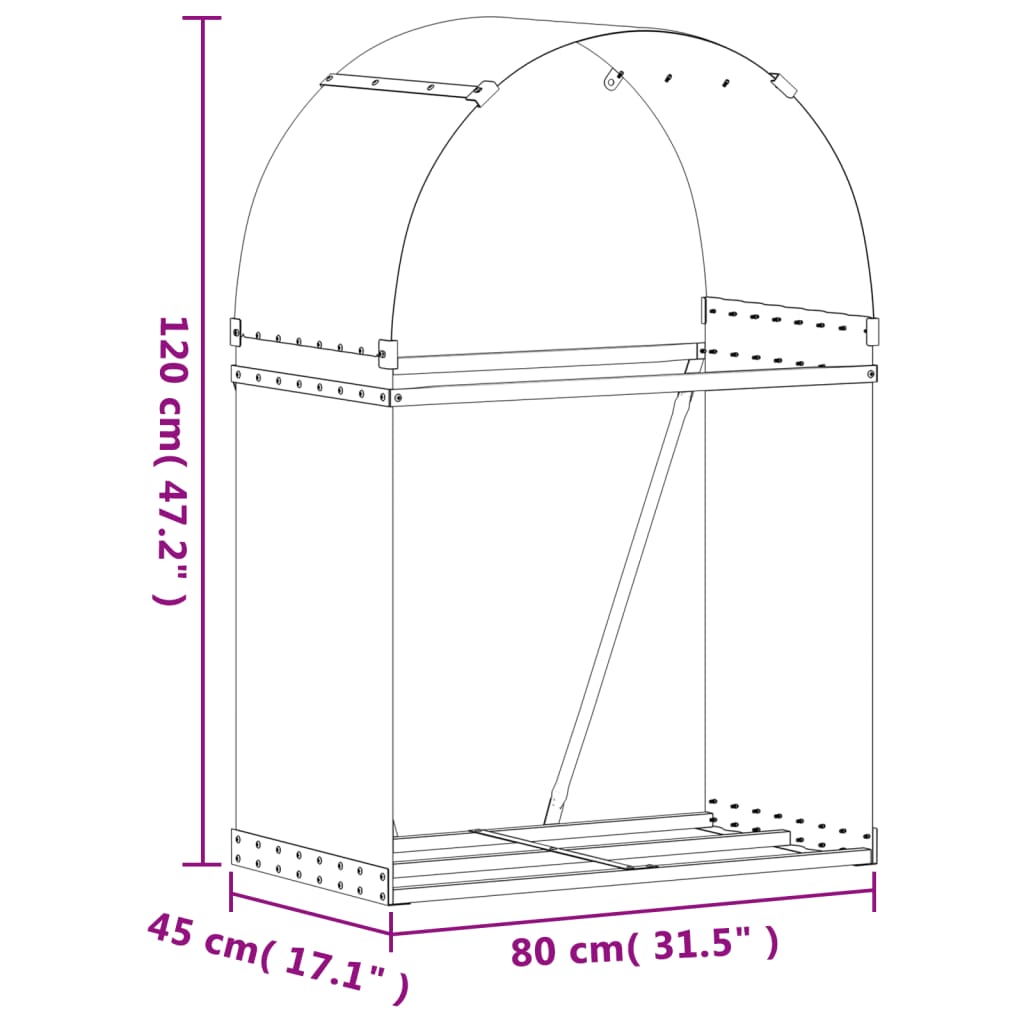 Suport pentru bușteni verde 80x45x120 cm oțel galvanizat