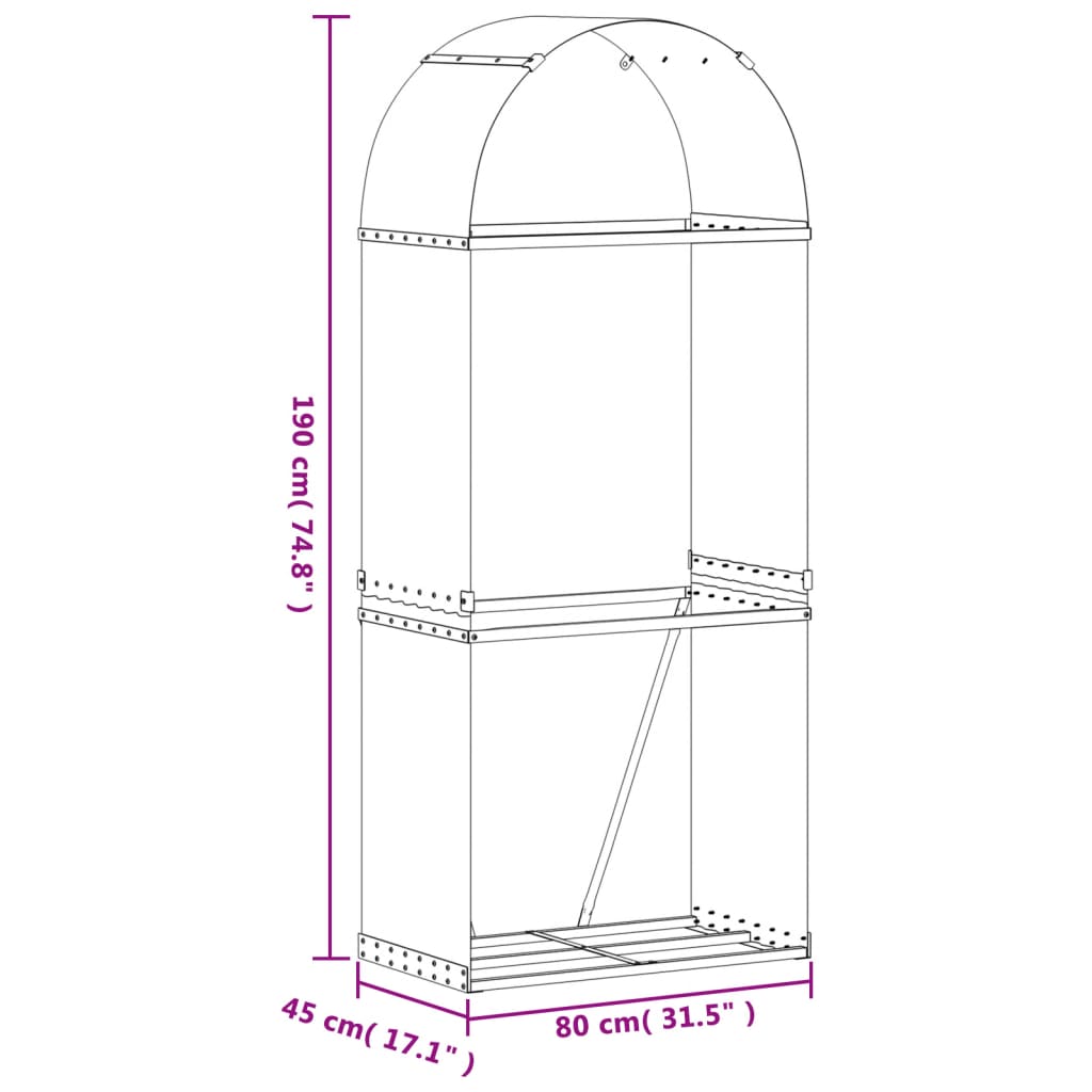 Suport pentru bușteni verde 80x45x190 cm oțel galvanizat