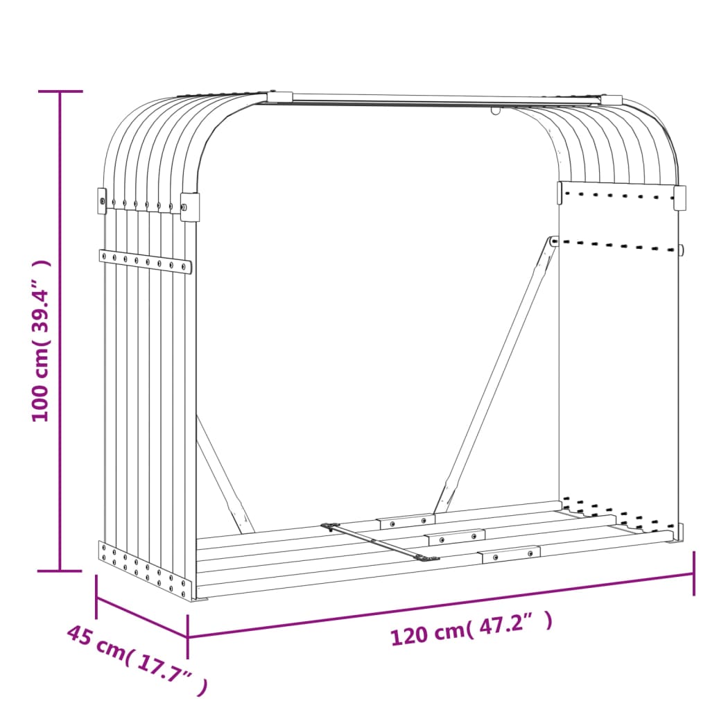 Suport pentru bușteni, verde, 120x45x100 cm, oțel galvanizat