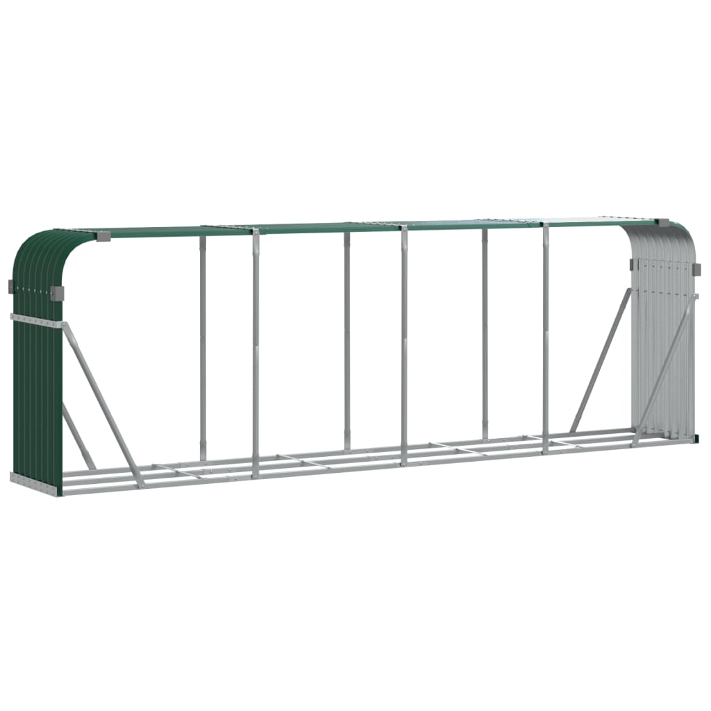 Suport pentru bușteni verde 300x45x100 cm oțel galvanizat