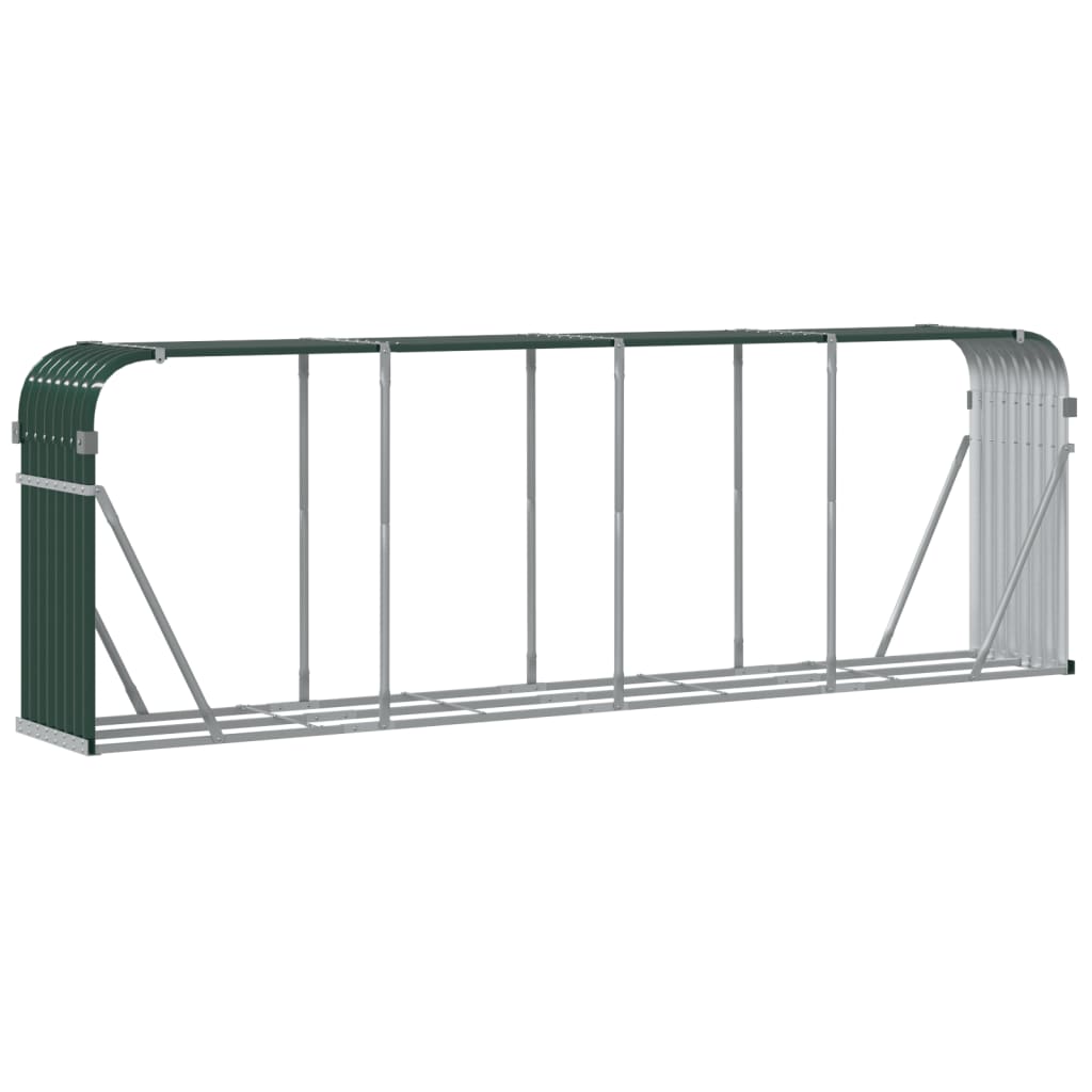 Suport pentru bușteni verde 300x45x100 cm oțel galvanizat