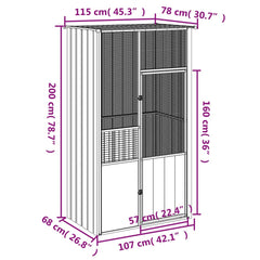 Colivie pentru păsări gri 115x78x200 cm oțel galvanizat