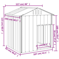 Cușcă câine cu acoperiș antracit 117x103x123 cm oțel galvanizat