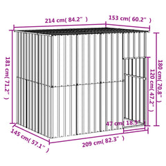 Casă câine & acoperiș gri deschis 214x153x181cm oțel galvanizat