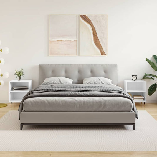 Noptiere, 2 buc., alb extralucios, 40x30x50 cm, lemn compozit