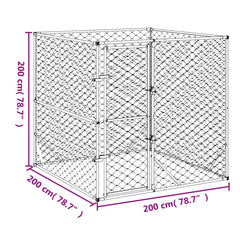 Padoc de exterior pentru câini argintiu 2x2x2 m oțel galvanizat