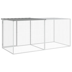 Coteț pui cu acoperiș gri deschis 203x98x90 cm oțel galvanizat