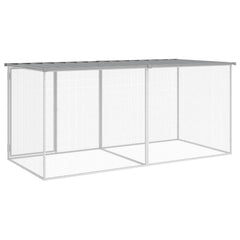 Coteț pui cu acoperiș gri deschis 203x98x90 cm oțel galvanizat