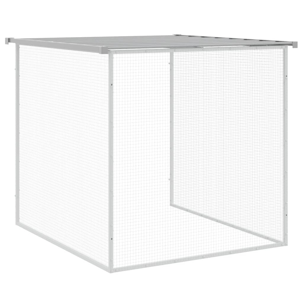 Coteț pui cu acoperiș gri deschis 203x98x90 cm oțel galvanizat