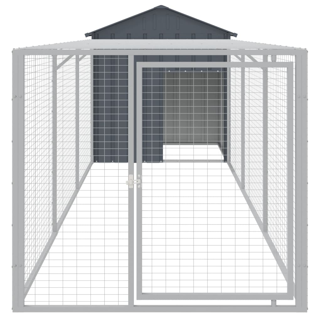 Coteț de pui cu țarc antracit 117x405x123 cm oțel galvanizat