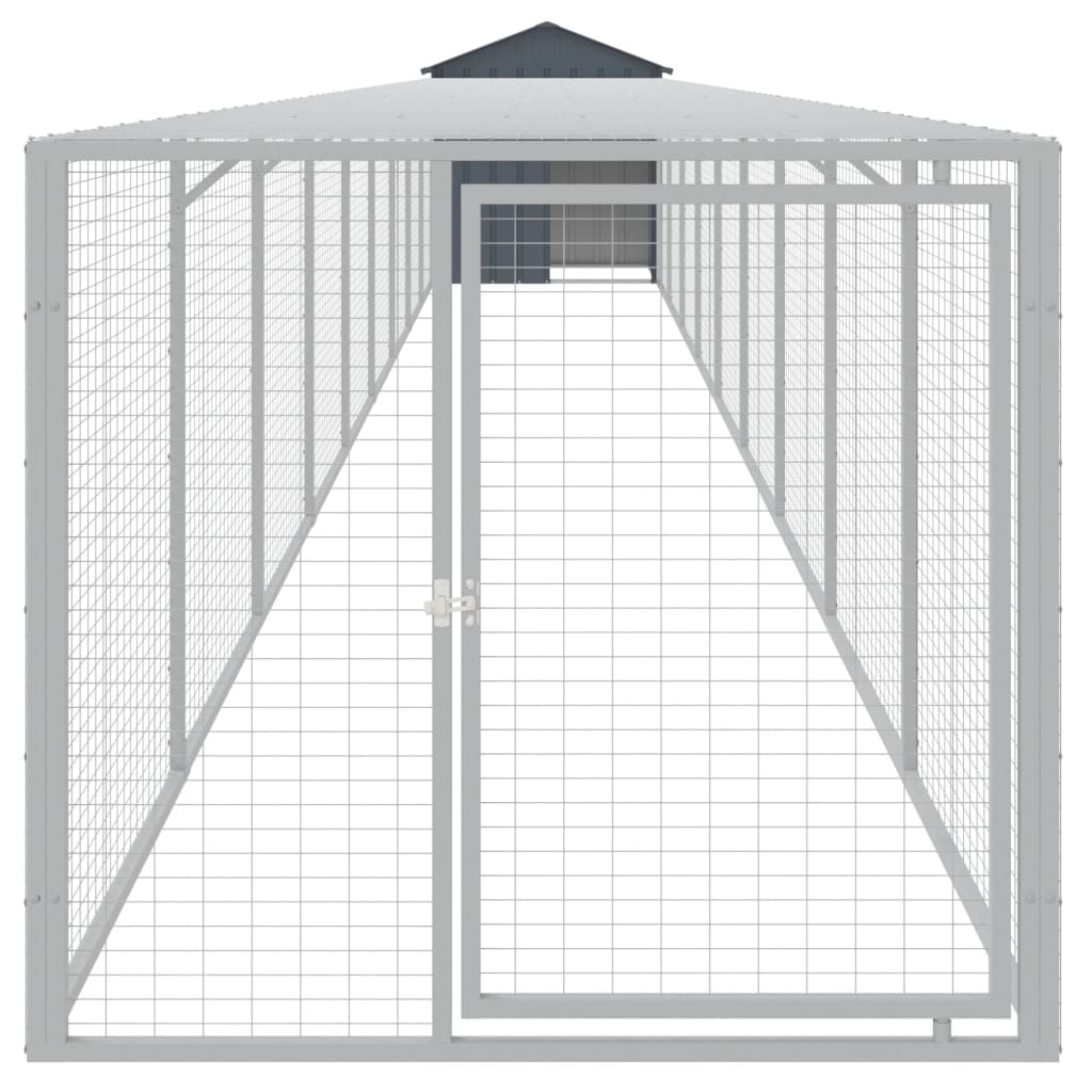 Coteț de pui cu incintă antracit 117x1017x123cm oțel galvanizat