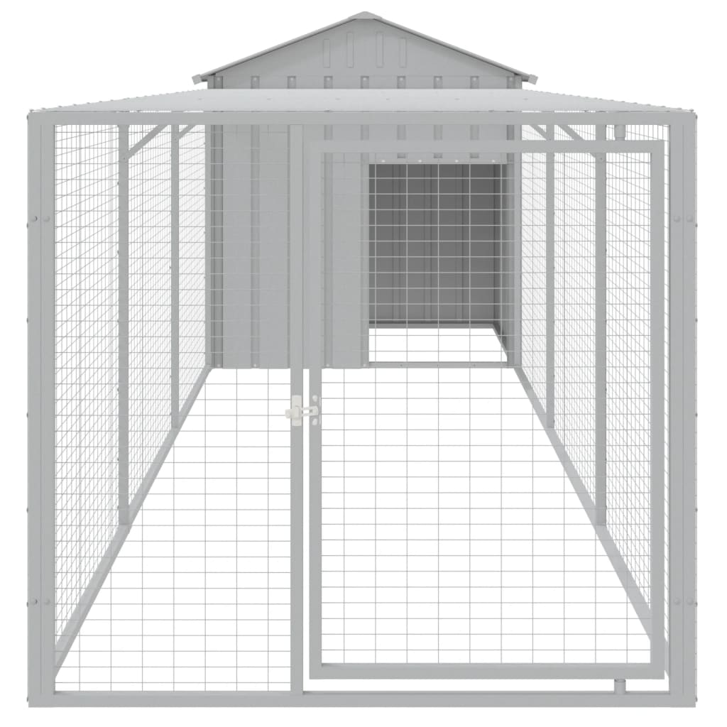 Coteț pui cu incintă gri deschis 117x405x123 cm oțel galvanizat