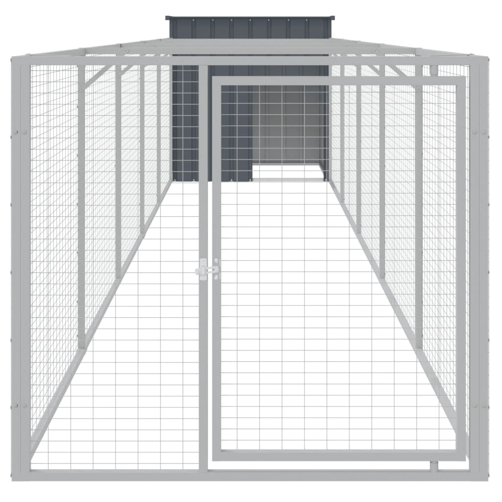 Cușcă câine cu țarc antracit 110x609x110 cm oțel galvanizat