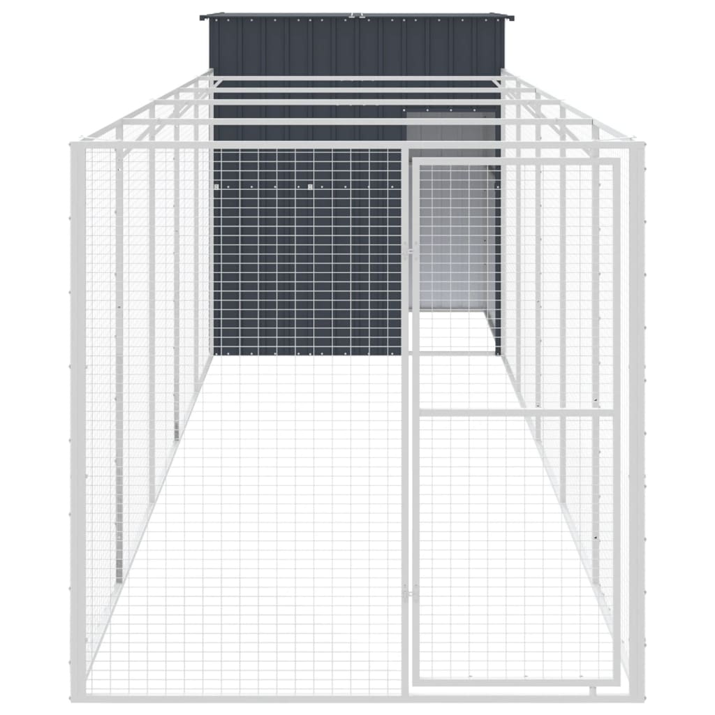 Cușcă câine cu țarc antracit 165x659x181 cm oțel galvanizat