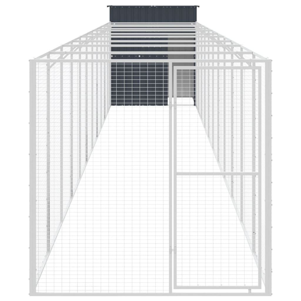 Cușcă câine cu țarc antracit 165x1271x181 cm oțel galvanizat