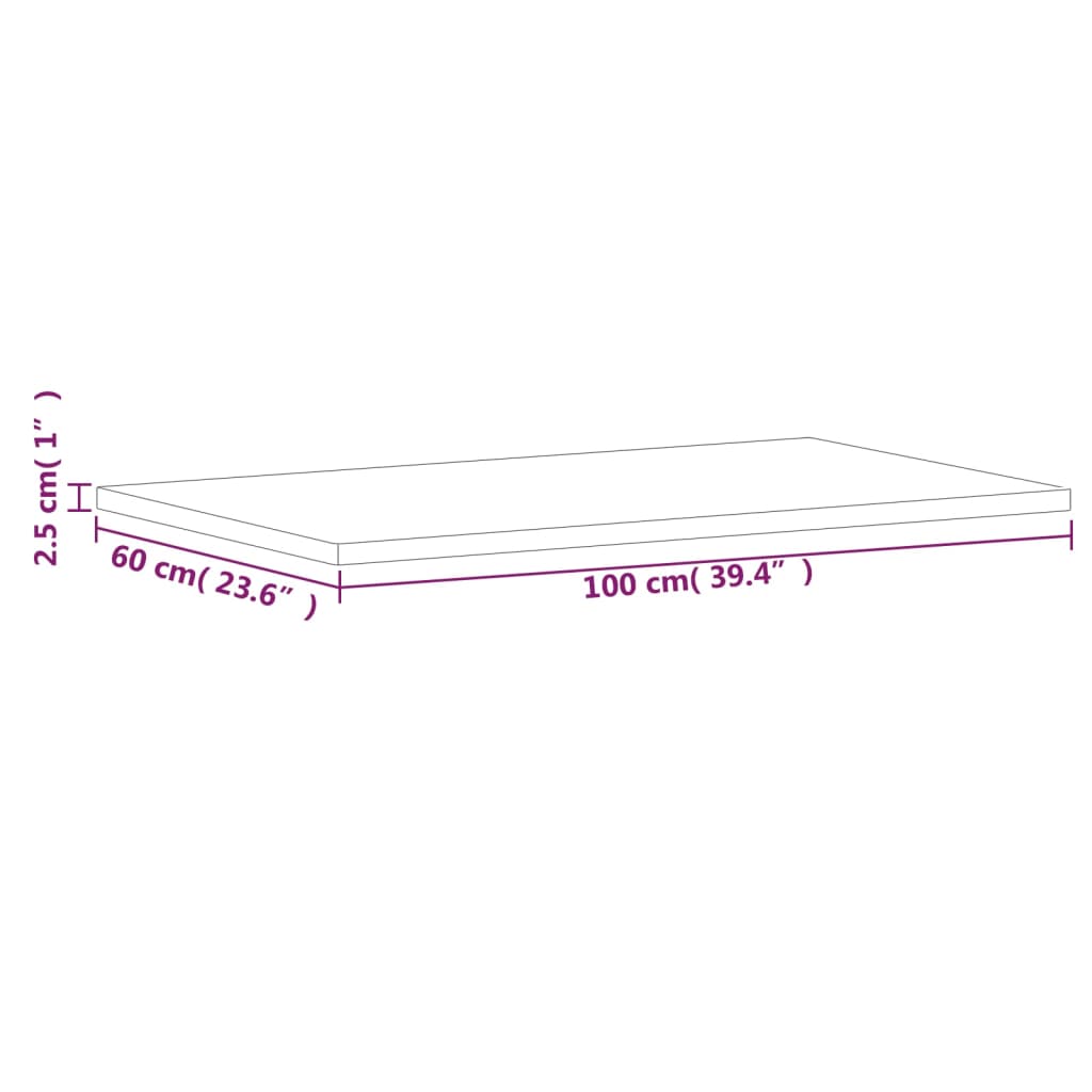 Blat de baie, 100x60x2,5 cm, lemn masiv de fag