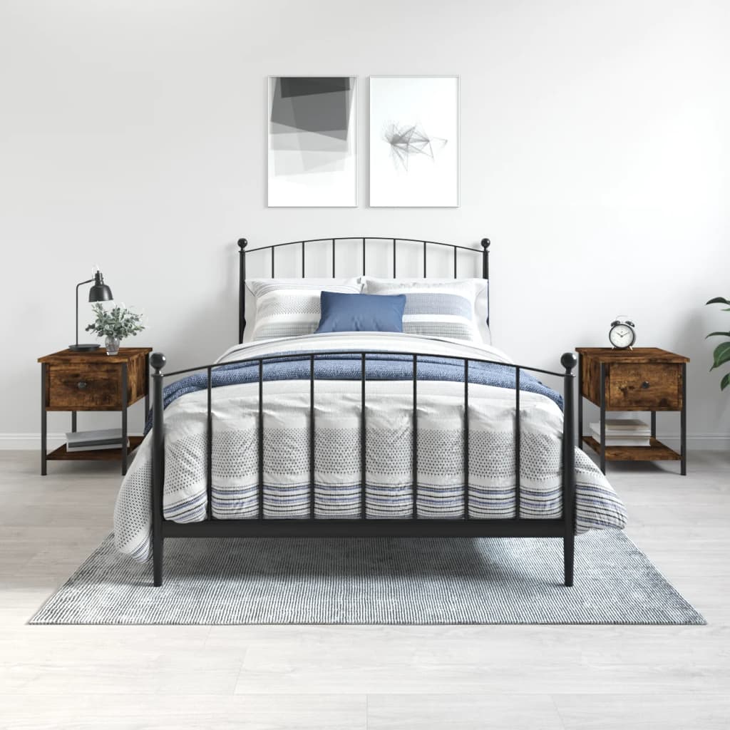 Noptiere, 2 buc., stejar fumuriu, 34x35,5x45 cm, lemn compozit