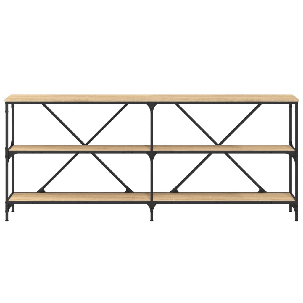 Masă consolă stejar sonoma 180x30x75 cm lemn prelucrat și fier